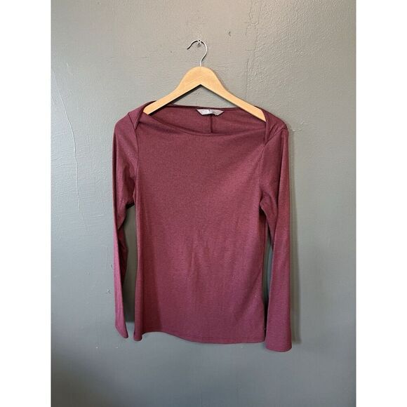 The North Face Womens Red Long Sleeve Striped Round Neck T-shirt Size Medium - Picture 1 of 3